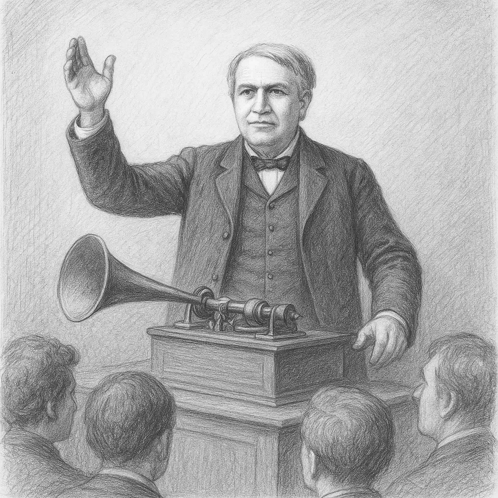 ಥಾಮಸ್ ಎಡಿಸನ್‌ನಿಂದ ಫೋನೋಗ್ರಾಫ್ ಆವಿಷ್ಕಾರದ ಘೋಷಣೆ